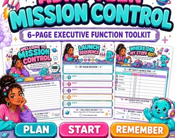 ADHD Teen Planner Printable, Executive Function Worksheets for Girls, School Focus Toolkit, Brain Dump, Time Management, Instant Student PDF