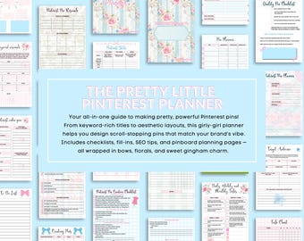 Digital Hübscher Kleiner Pinterest Planer Kokette Ästhetik Digitaler Download Seo Checkliste Pin Templates Stragefläche für Etsy Shop Verkäufer