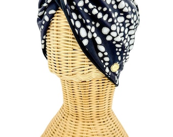 Turban femme pour rotule noir blanc