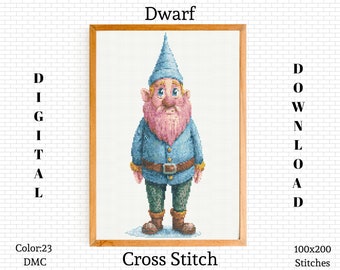 Dwarf Gnome Cross Stitch Pattern: Whimsical Embroidery (PDF Pattern)