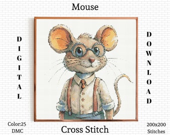 Sonnenbrille Maus Kreuzstich-Muster Baby Stickdatei (PDF-Muster)