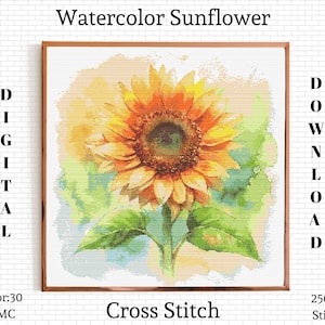 Sunflower Cross Stitch Pattern: Modern Flower Embroidery (PDF Pattern)