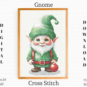 Gnome Cross Stitch Pattern: Funny Embroidery Design (PDF Download)