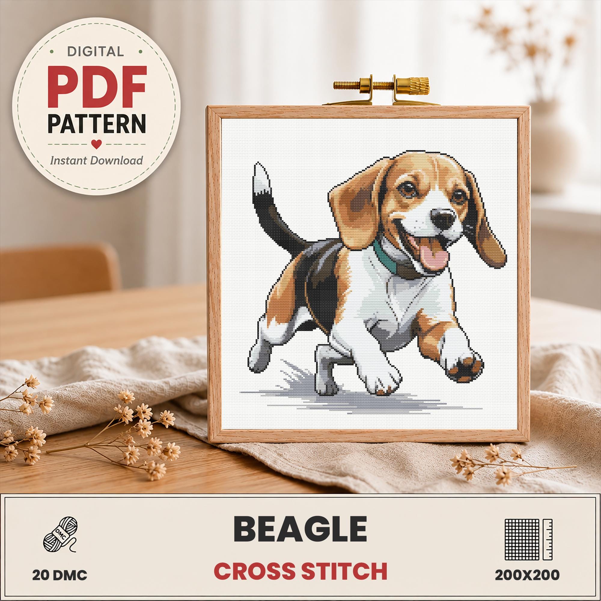 ビーグル犬のクロスステッチ図案｜子犬の刺繍デザイン（PDF） - Etsy 日本