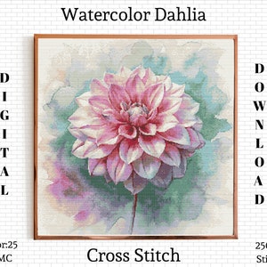 Flower Cross Stitch Pattern | Dahlia Cross Stitch | Flower Embroidery Design | Modern Cross Stitch | Flower Cross Stitch Kits