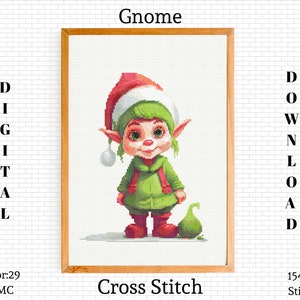 Gnome Cross Stitch Pattern: Funny Embroidery Design (PDF Download)