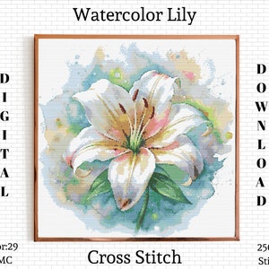 Flower Cross Stitch Pattern | Lily Cross Stitch | Flower Embroidery Design | Modern Cross Stitch | Flower Cross Stitch Kits