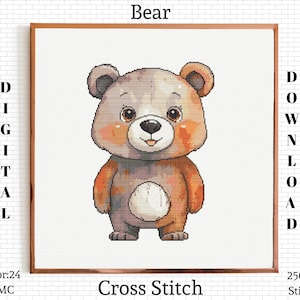 Bear Cross Stitch Pattern: Detailed Embroidery Design (PDF Download)