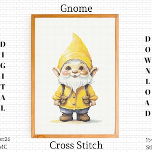 Gnome Cross Stitch Pattern: Funny Embroidery Design (PDF Download)