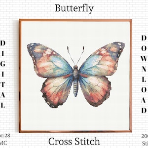 Butterfly Cross Stitch Pattern: Floral Embroidery Design (PDF Pattern)