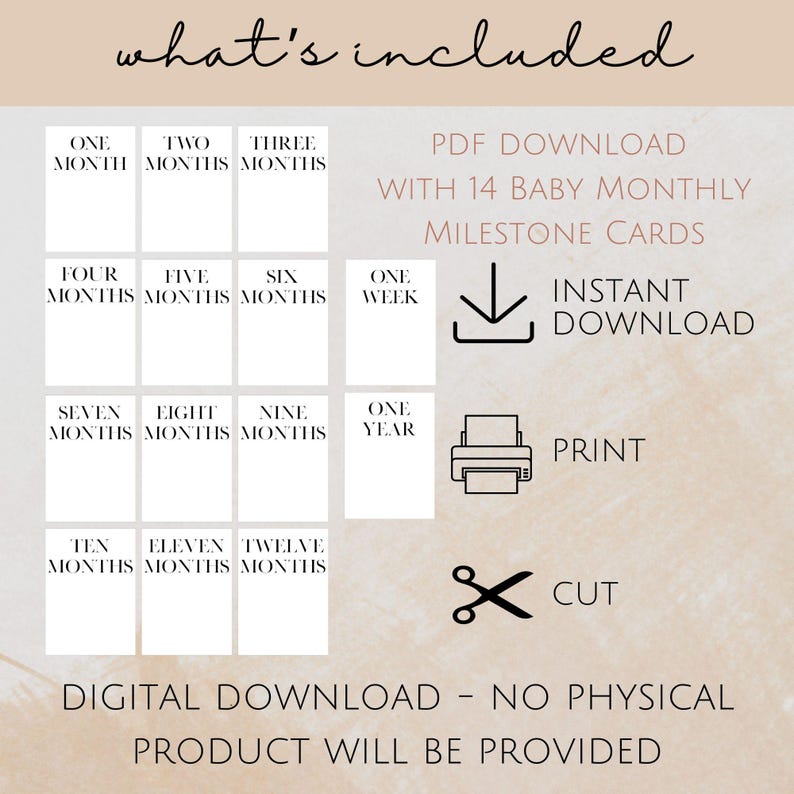 Printable Baby Monthly Milestone Cards | Gender Neutral Baby Photo Prop ...