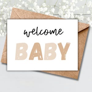 Druckbare Willkommens-Baby-Karte | Minimalistische Babyparty | Neugeborene Mama Glückwünsche Karte | Schwangerschaft Geschenk | Druckbare PDF | Sofort Download