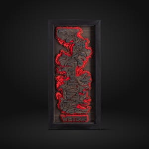 Mappa in legno 3D di Westeros - Mappa originale della Casa del Drago - Arte in legno 3D del Trono di Spade