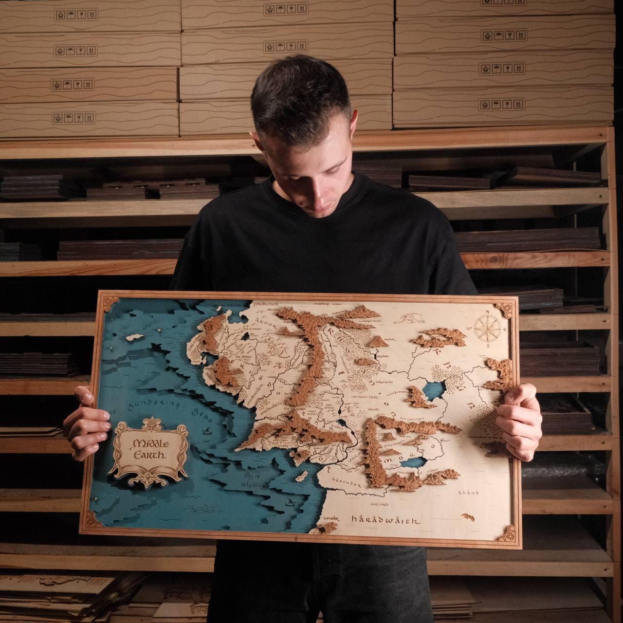 Middle Earth Map - Personalized Lord of the Rings Decor - 3d