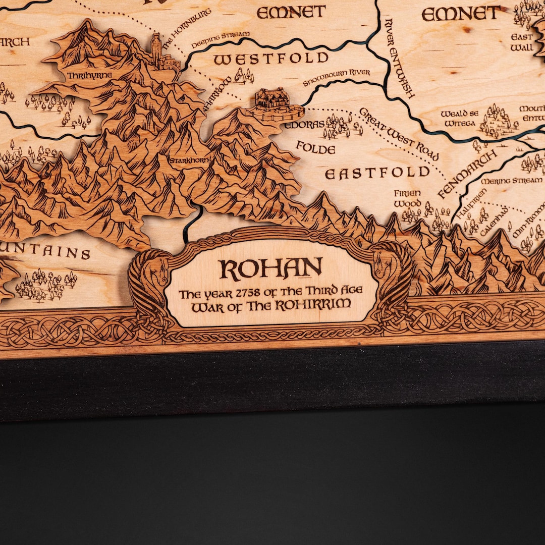 The War of the Rohirrim Rohan 3D Map - Wooden Rohan Lotr Map - Unique ...