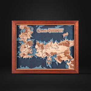 Mappa luminosa 3D di Game of Thrones - Poster della Casa del Drago - Mappa 3D in legno del Trono di Spade