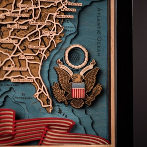 USA 3D Holz Karte