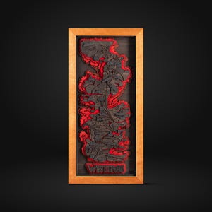 Mappa in legno 3D di Westeros - Mappa da parete brutale in 3D per mancave - Arte in legno 3D del Trono di Spade