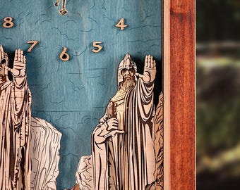 The Argonath 3D wall clock - Personalised present for book lovers - Collectible fan art book gifts