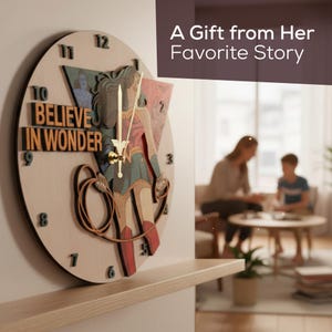 Wonder Woman 3D Wooden Wall Art Clock | Large wall clock unique | Superhero Wooden wall decor | DC comics personalized Mothers day gift