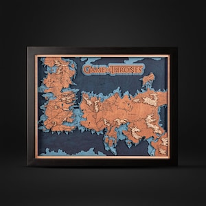 Game of Thrones 3D Map Dark - Einzigartiges Muttertagsgeschenk - Mutter der Drachen original Landkarte