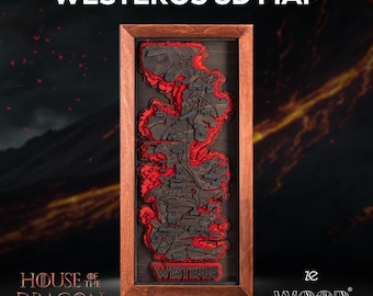 Westeros 3D Wood Map - Personalized Mothers day gift with laser engraving - 3D wooden Mother of dragons gift