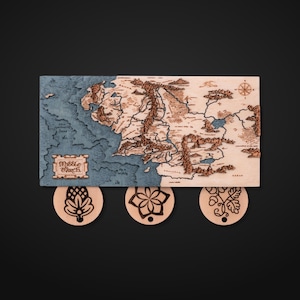 Mittelerde 3D Schlüsselhalter mit Schlüsselanhängern - Personalisiertes Geschenk zum Vatertag - Herr der Ringe Geschenk für Männer