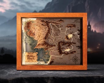 Middle Earth 3D Map With Lighting - Perfect Fathers Day Gift