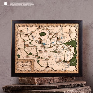 The Shire 3D Karte • Einzigartige Holzwand Dekoration • Perfektes Geschenk für Herr der Ringe Fans