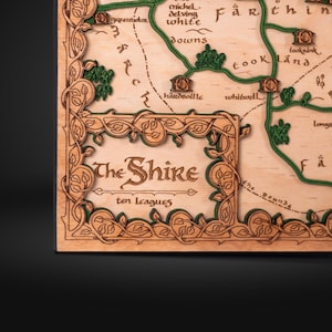 The Shire 3D Holz Poster - Personalisierte 5 Jahre Jubiläum Paar Geschenke - Karte des Auenlandes mit Lasergravur