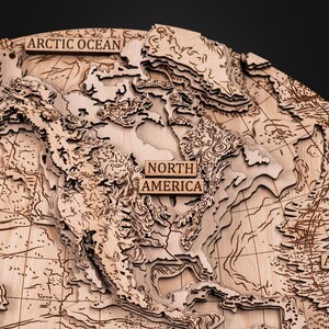 World in Hemispheres Light Version - Coolest travel gifts - 3D wooden map of the world
