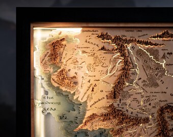 Middle Earth 3D Map With Lighting - Perfect Fathers Day Gift