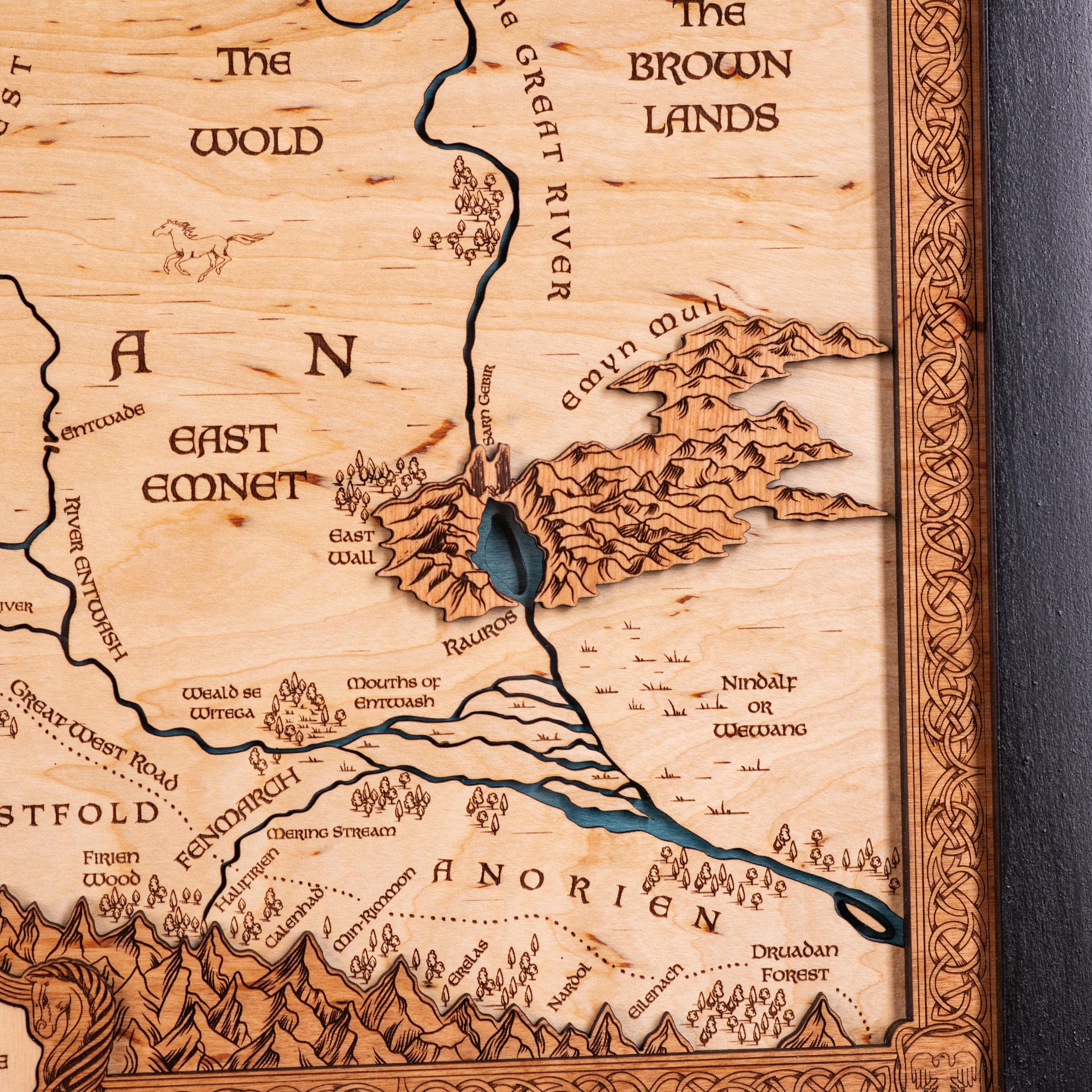 Lotr Rohan Locations The War of the Rohirrim Rohan 3D Map - Wooden Rohan Lotr Map - Unique ...