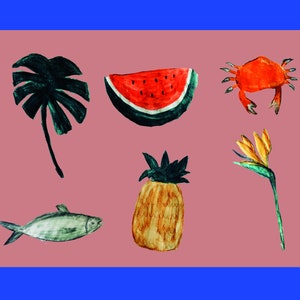 Cette carte postale d'ananas, peinte à la main