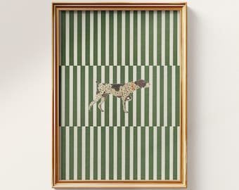 Dog Poster with Green Stripes, Dog Wall Art, Gallery Wall Set, Dog Decor, Digital Download