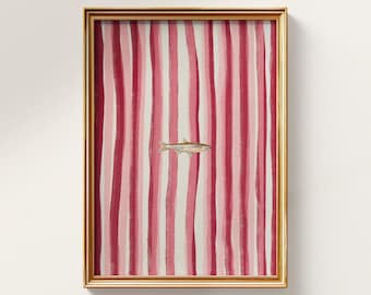 Pink Striped Fish Print – Minimalist Watercolor Coastal Wall Art, Digital Download