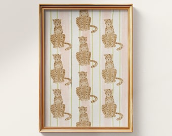 Leopard Digital Art Print, Whimsy Girl Apartment Decor, Printable Poster