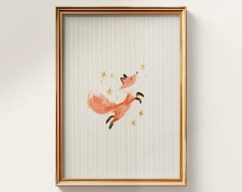 Fox Nursery Print, Baby Decoration Wall, Neutral Nursery Girl, Digital Download