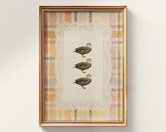 Vintage Duck Digital Art, Woodland Nursery Decor, Girl Nursery Print