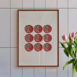 Tomato Art Print, Kitchen Wall Art, Mediterranean Print, Food Print, Aesthetic Kitchen Print, Digital Product