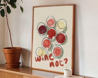 Wine Wall Art, Bar Cart Art Print with the Phrase Wine Not?, Digital Download