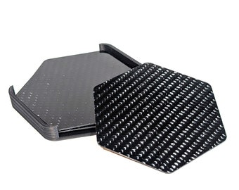 Carbon Fiber Coasters | Set of 4 with Storage Caddy