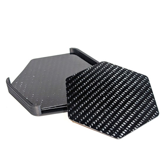 Carbon Fiber Coasters | Set of 4 with Storage Caddy