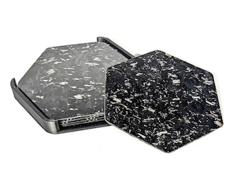 Forged Carbon Fiber Coasters | Set of 4 with storage caddy