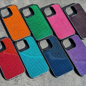 Bunte Kohlefaser-Telefon-Hülle | Handgemachte echte Carbon-Faser | iPhone 16, iPhone 16 Pro, iPhone 16 Pro Max, iPhone 15, iPhone 14, 13, 12