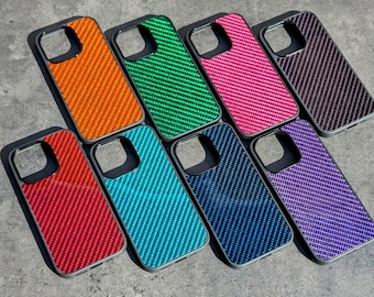 Colored Carbon Fiber iPhone Case | Handmade Real Carbon Fiber | iPhone 17, iPhone 17 Pro, iPhone 17 Pro Max | 16 | 15 | 14 | 13
