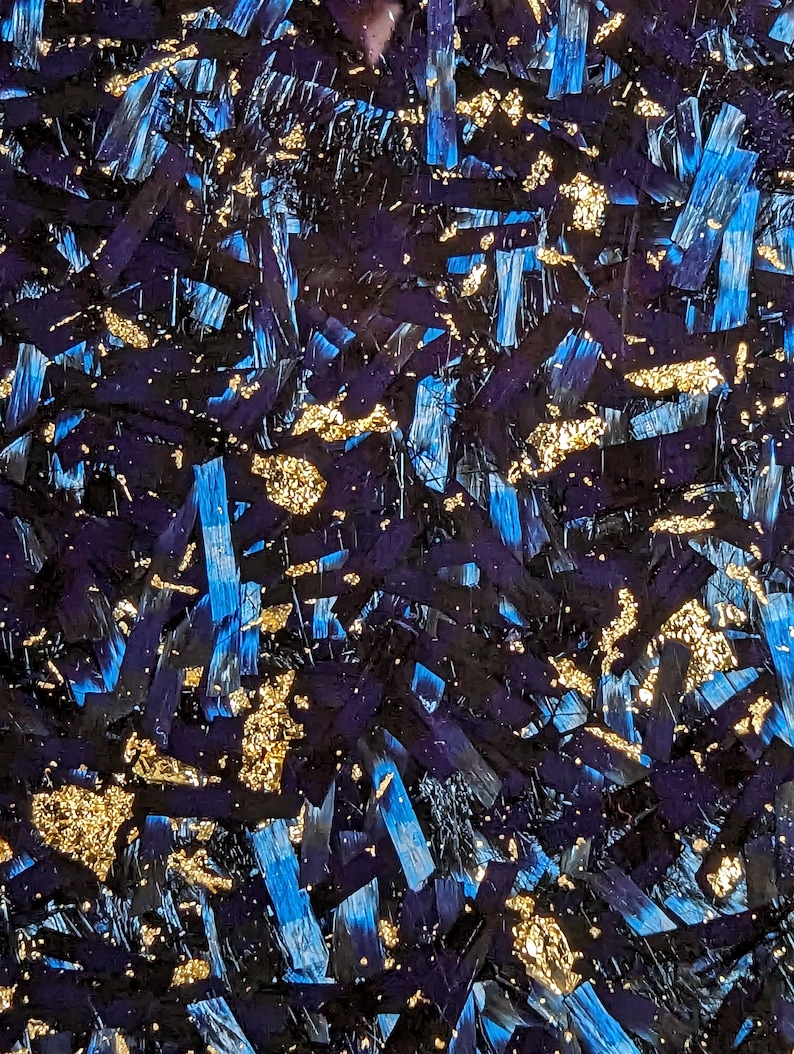 Blue Carbon Fiber Phone Case With Gold Flake Handmade Real