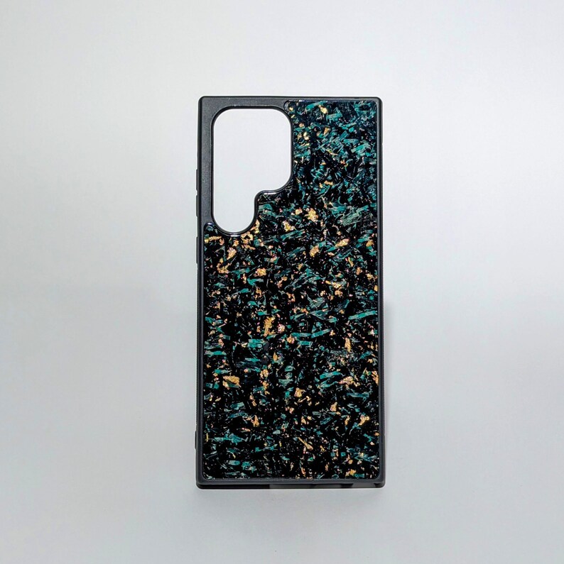 Green Forged Carbon Fiber Phone Case With Gold Flake Handmade Real ...