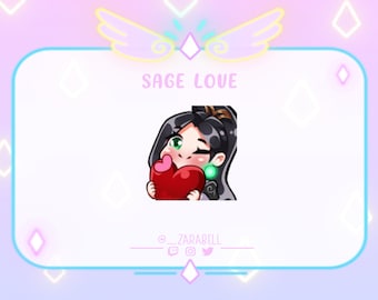 Lindo gesto animado de amor de salvia Valorant para Twitch, Youtube y Discord