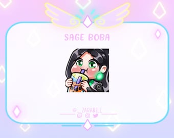 Cute Animated Valorant Sage Boba Emote for Twitch, Youtube and Discord